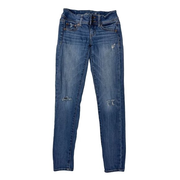 American Eagle Outfitters Denim - American Eagle Skinny Jeans 0 Regular Distressed Mid-Rise Denim